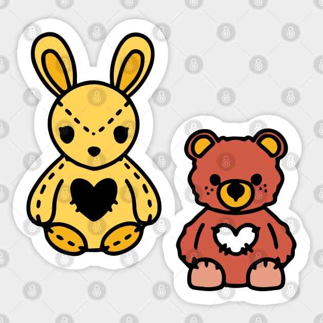 bunny teddy bear Sticker by lazykitty